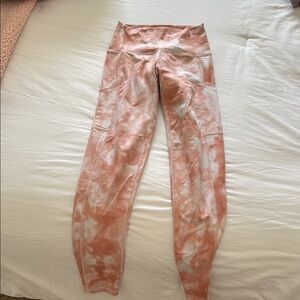 Aerie Offline Pink and White Tie-Dye Leggings